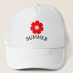 Casquette de camionneur florale rouge d'été