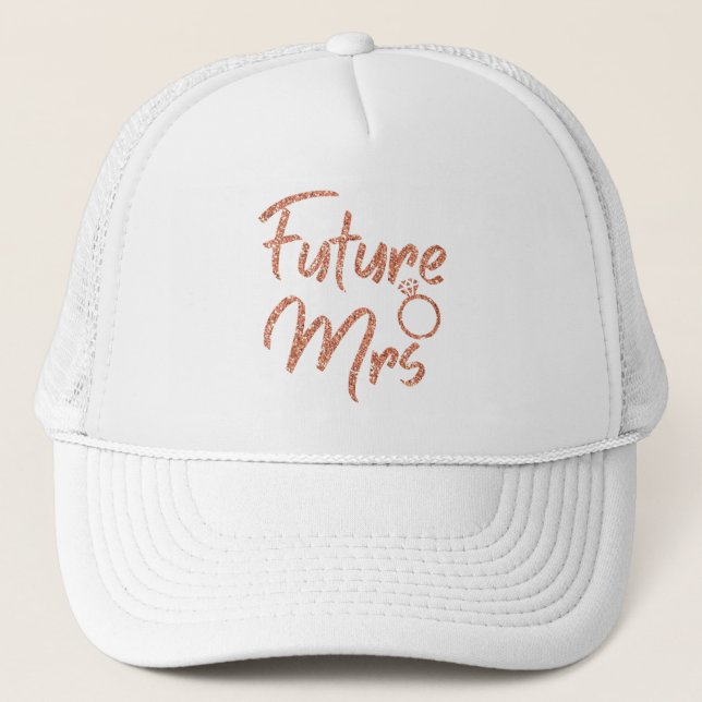 Casquette de camionneur Future Mrs couleur or rose (Devant)