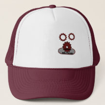 Casquette de camionneur marron et blanc, engrenage