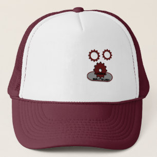 Casquette de camionneur marron et blanc, engrenage