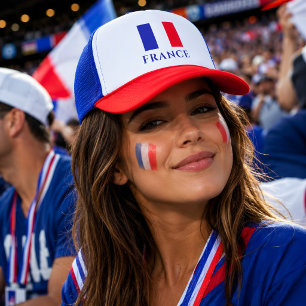 Casquette de camionneur rouge bleu pour supporter 
