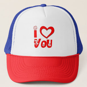 Casquette de camionneur Rouge Je t'aime