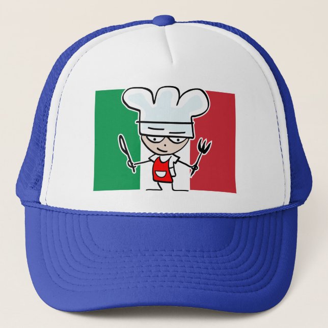 Casquette de chef avec la bande dessinée italienne (Devant)