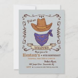 Casquette de cowboy et Bandana Bleue 2 Invitation