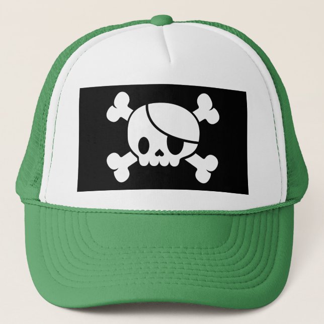 Casquette de crâne de pirate et de camionneur d'os (Devant)