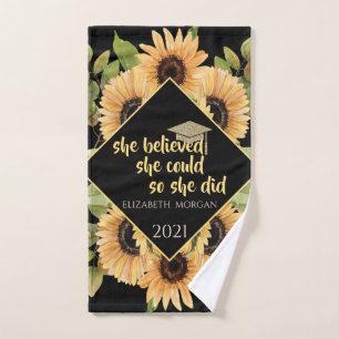 Casquette de diplômé pailletée tournesols