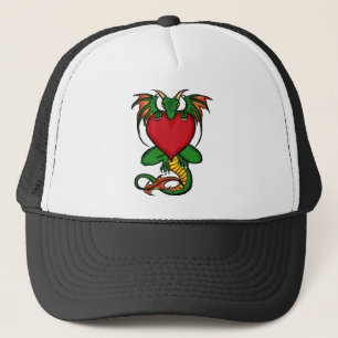 Casquette de dragon artistique de coeur vert simpl