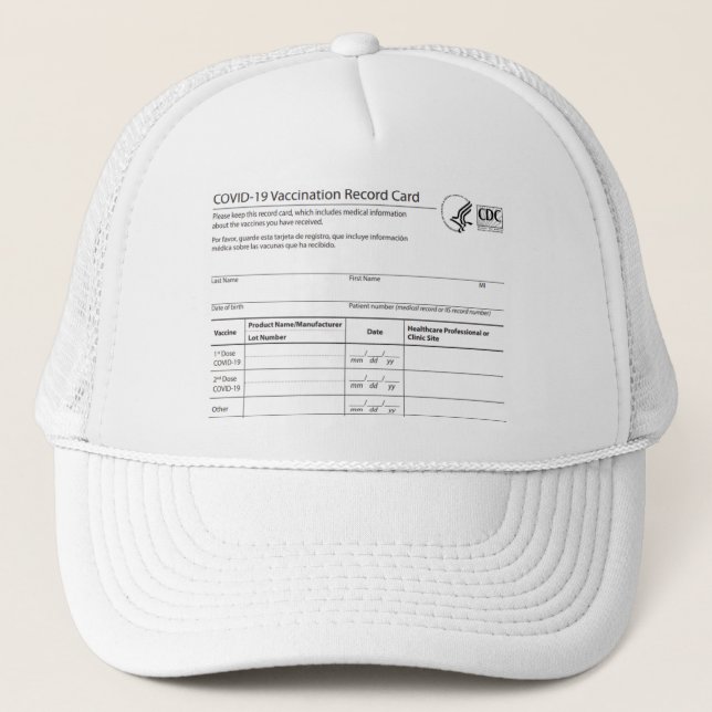 CASQUETTE de la carte de vaccin COVID 19 (Devant)