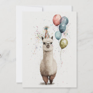 Casquette de la fête d'Alpaca et Balloons Carte de