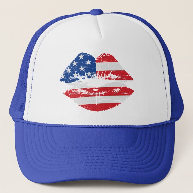 Casquette de lèvres de drapeau des USA (Devant)