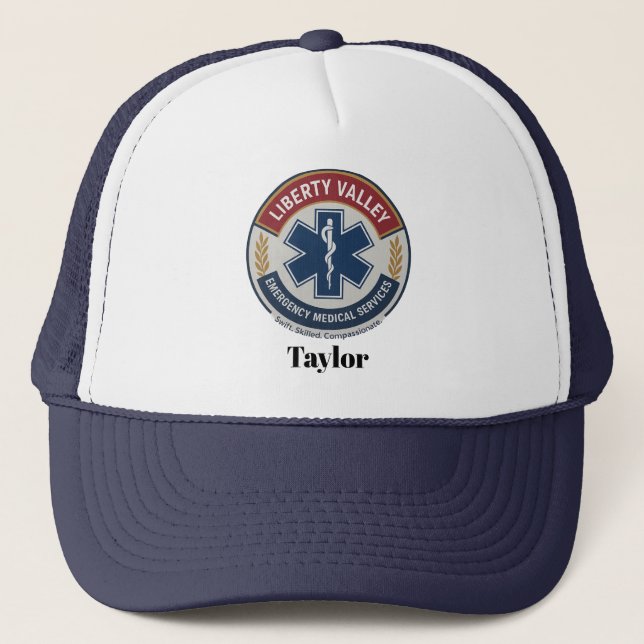 Casquette de logo EMT personnalisé avec nom person (Devant)