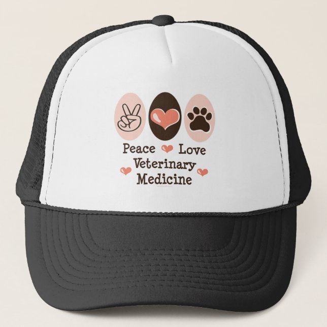 Casquette de médecine vétérinaire d'amour de paix (Devant)