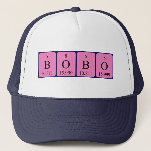 Casquette de nom de table périodique Bobo (Devant)