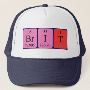 Casquette de nom de table périodique Brit