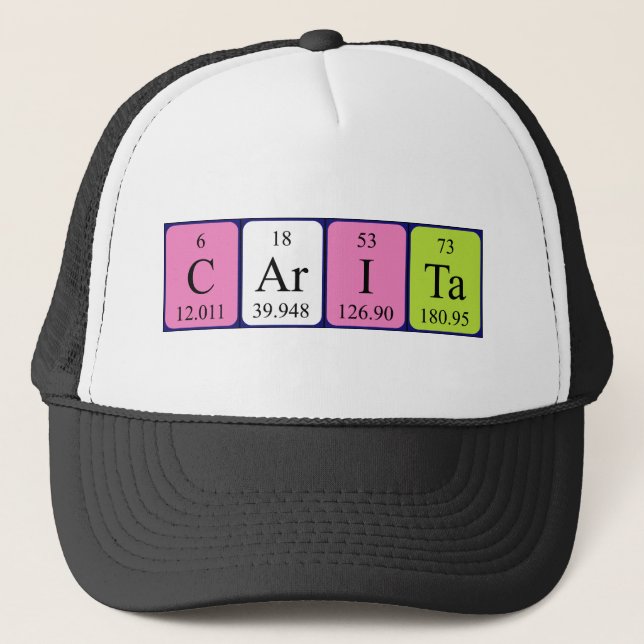Casquette de nom de table périodique Carita (Devant)