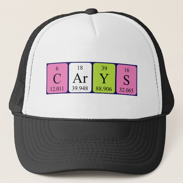 Casquette de nom de table périodique Carys (Devant)