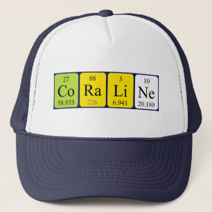 Casquette de nom de table périodique de Coraline