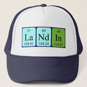 Casquette de nom de table périodique de destinati