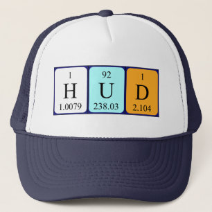 Casquette de nom de table périodique Hud