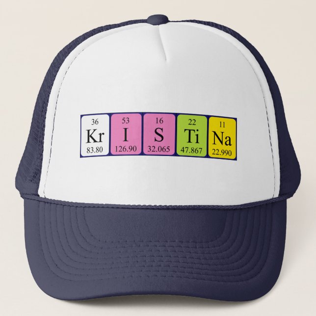 Casquette de nom de table périodique Kristina (Devant)