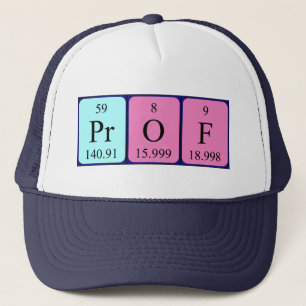 Casquette de nom de table périodique Prof