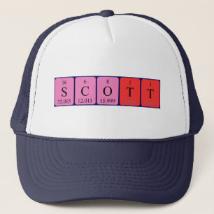 Casquette de nom de table périodique Scott