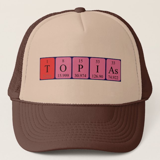 Casquette de nom de table périodique Topias (Devant)