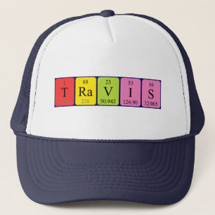 Casquette de nom de table périodique Travis