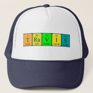 Casquette de nom de table périodique Travis