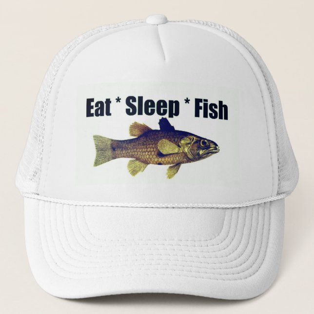 Casquette de pêche - Manger Sleep Poisson Chapeau  (Devant)