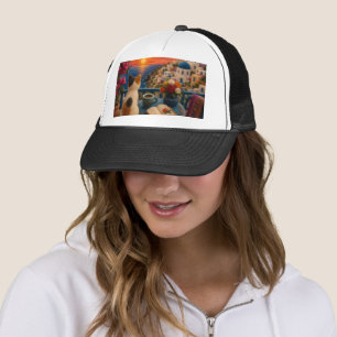 Casquette de routier Santorini Cat Sunset Médite