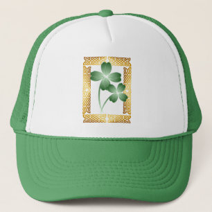 Casquette de shamrocks encadré par or