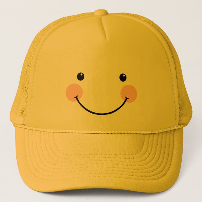 Casquette de sourire jaune de visage de soleil (Devant)