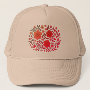 Casquette de style brodé à fleurs chaudes