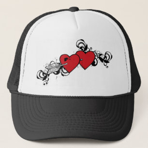 Casquette de style tatouage de coeur noir rouge