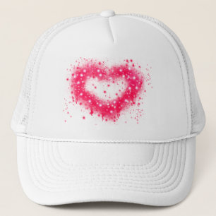 Casquette Décor de coeur brillant rose peinture vaporisée