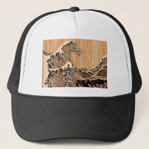 Casquette Décor de la grande vague de Hokusai en bambou