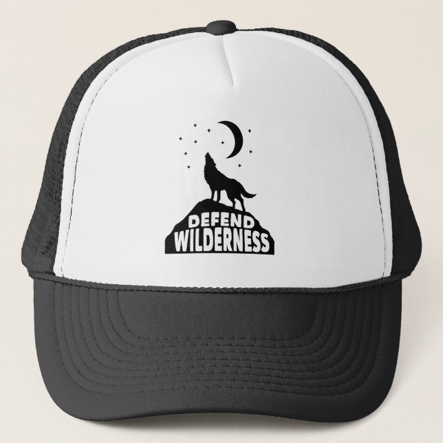 Casquette Défendre la lune de loup sauvage (Devant)