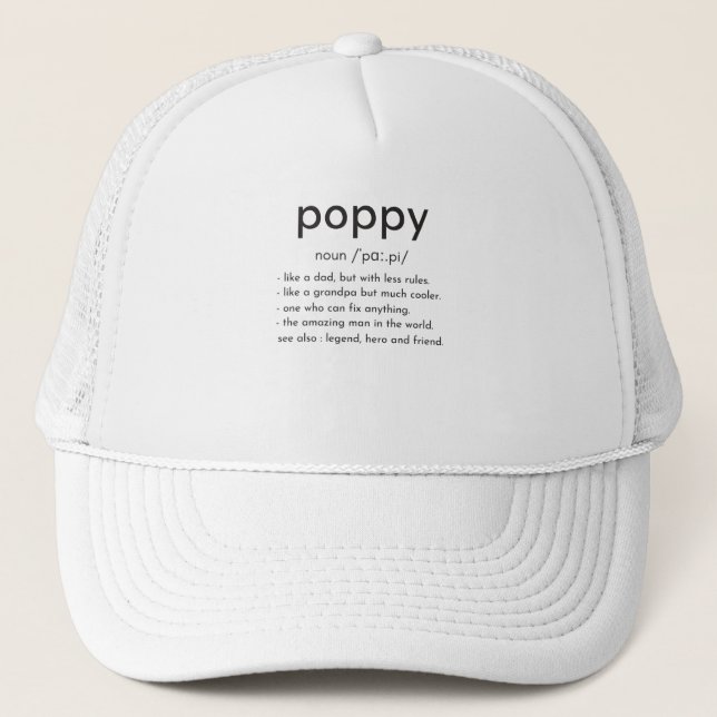 Casquette Définition de Poppy drôle grand-père Fête des père (Devant)