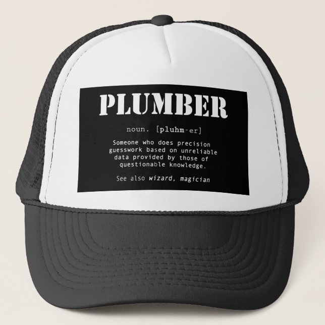 Casquette Définition du dictionnaire de plombier amusant (Devant)