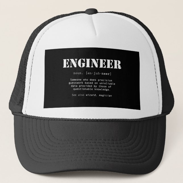 Casquette Définition du dictionnaire d'ingénieur amusant (Devant)