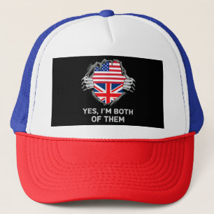 Casquette Demi-Américain Moitié Anglais USA Angleterre Drape