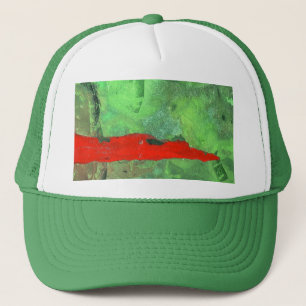 Casquette Design Abstrait vert et rouge, chaud et froid