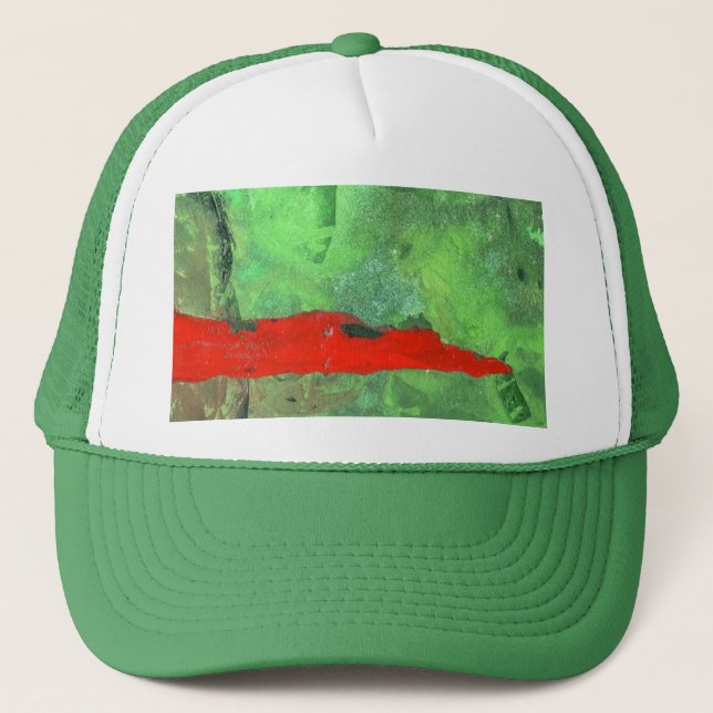 Casquette Design Abstrait vert et rouge, chaud et froid (Devant)