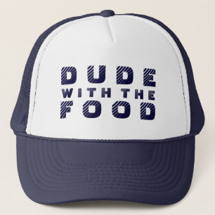 Casquette Design De Texte Bleu Dude Avec La Nourriture