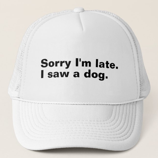 Casquette Désolé d'être en retard. J'ai vu un chien drôles a (Devant)