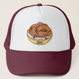 Casquette dessin animé de bagel saumon