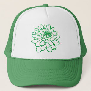Casquette Dessin Chrysanthemum - Vert herbe