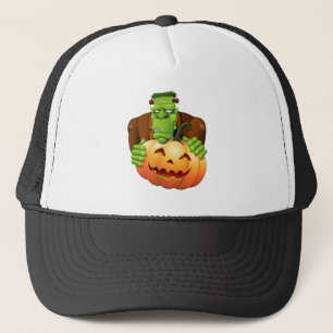 Casquette Dessin de Frankenstein Monster avec Citrouille