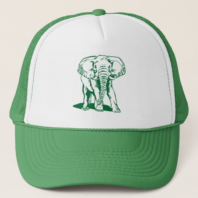 Casquette Dessin de la ligne d'éléphant vert de la Chasseur  (Devant)